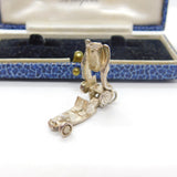 Sterling Silver Openable Motor Car Charm Pendant Vintage c1970