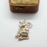 Sterling Silver Cartoon Laughing Cow Charm Pendant Vintage c1970
