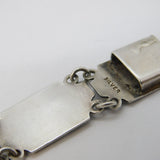 Sterling Silver Lined Pattern Panel Bracelet Antique c1940s Art Deco