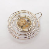 Studio Jewellery Sterling Silver Resin Set Flowers Drop Pendant Vintage c1980
