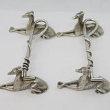 19th Century Pair of Cast .900 Silver Greyhound & Hunting Crop Cutlery Rests