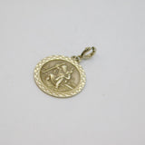 Sterling Silver Patterned Edge St Christopher Charm Pendant Vintage c1970s