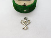 Sterling Silver Tennis Racket Charm Pendant Vintage c1970
