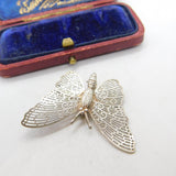 Sterling Silver Butterfly Brooch Pin Vintage c1970