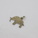 Sterling Silver Patterned Elephant Charm Pendant Vintage c1970