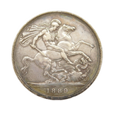 Queen Victoria .925 Silver Jubilee Head Crown Coin Antique 1889 Fine-VF