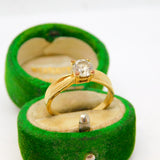 Gold Plated & Spinel Set Solitaire Dress Ring Vintage c2000