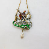 19th Century Austro-Hungarian Gold & Silver George Slaying the Dragon Pendant