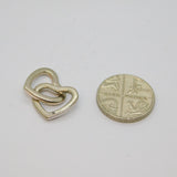Sterling Silver Single Diamond Set Double Floating Heart Pendant Modern c2000s