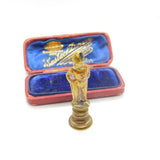 Victorian Cast Brass & Cold Painted Seal Stamp 'DC' Initial Soldier Novelty Form