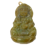 19th Century 9ct Yellow Gold & Carved Jade Buddha Pendant Antique c1890