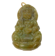 19th Century 9ct Yellow Gold & Carved Jade Buddha Pendant Antique c1890