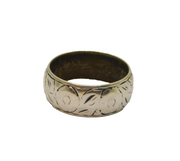 Victorian Sterling Silver Floral Wedding Ring Antique 1898 London Size N 1/2