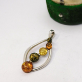 Sterling Silver Multi-Coloured Amber Charm Pendant Vintage c1970