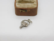 Sterling Silver Flower Basket Charm Pendant Vintage c1970