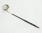 George III Sterling Silver Long Handled Shilling Coin Set Toddy Ladle Antique