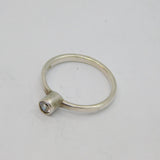 Sterling Silver White Topaz Solitaire Studio Ring Contemporary c1990 Size N 1/2