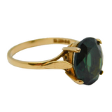 9ct Yellow Gold & 4ct Green Tourmaline Dress Ring Vintage 1975 London