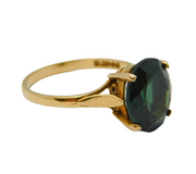 9ct Yellow Gold & 4ct Green Tourmaline Dress Ring Vintage 1975 London