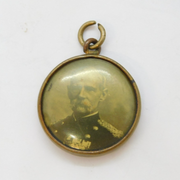 Edwardian Gilt Metal Enamel Earl Roberts & Baden-Powell Fob Pendant Antique