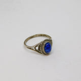 .800 Continental Silver Lapiz Lazuli Dress Ring Vintage c1970 Size O