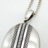Victorian Sterling Silver Aesthetic Movement Locket Necklace Antique c1880s