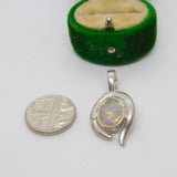 Sterling Silver Opal Drop Horseshoe Charm Pendant Vintage c1970