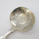 Victorian Sterling Silver Floral Bowl Tea Caddy Spoon Antique 1850 London