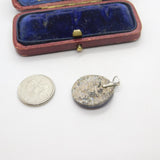 Sterling Silver and Swirled Blue Glass Charm Pendant Vintage c1970