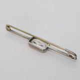 Sterling Silver & Faceted Rock Crystal Set Bar Brooch Antique Art Deco