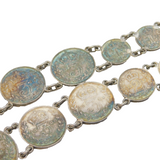 Victorian Sterling Silver Maudy Money Coin Bracelet Antique 1889