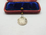 Sterling Silver Three Pence Charm Pendant Victorian 1883