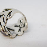 Mexican Sterling Silver Cabochon Amethyst Abstract Dress Ring Vintage 1970