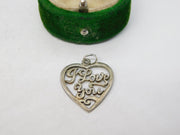 Sterling Silver I Love You Heart Charm Pendant Vintage c1970