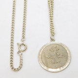 Sterling Silver St Christopher Travel Pendant Necklace Vintage c1970s