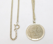 Sterling Silver St Christopher Travel Pendant Necklace Vintage c1970s
