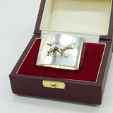 Boxed Sterling Silver Pointing Hound Dog Napkin Ring Vintage 1991 London