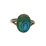 Sterling Silver Oval Abalone Shell Dress Ring Modern c1990 Size L