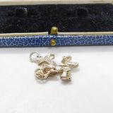 Sterling Silver Oriental Rickshaw Farmer Style Charm Pendant Vintage c1970