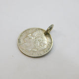 19th Century Sterling Silver French 50 Cent Coin Charm Pendant Antique c1880's