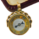 Edwardian 9ct Yellow Gold Working Compass Fob Pendant Antique c1910s