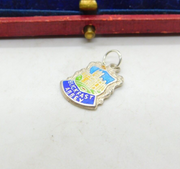 Sterling Silver Enamel Buckfast Abbey Travel Shield Charm Pendant Vintage c1970