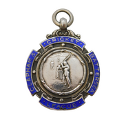 Sterling Silver & Enamel Clapham Cricket Leaugue Fob Medal Antique 1930