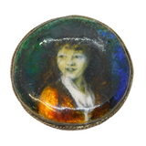 Victorian Sterling Silver Enamel Child Portrait Brooch Antique c1860