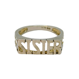 Sterling Silver 'SISTER' Family Signet Band Ring Vintage c1970 Size L