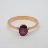Edwardian 9ct Rose Gold & Oval-Cut Almandine Garnet Dress Ring Antique