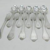 Pierre Harache William III Sterling Silver Set of Dog Nose Spoons & Forks 1694