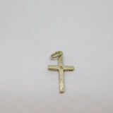 Sterling Silver Textured Cross Charm Pendant Vintage c1970