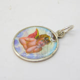 19th Century German Sterling Silver Enamel 'Gott Schütze Dich' Pendant Antique