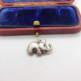 Sterling Silver Trunk Up Good Luck Elephant Charm Pendant Vintage c1970
